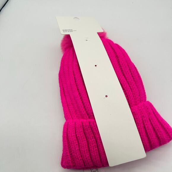 BP Nordstrom Beanie Women OS Pink Pick-A-Pom Beanie With 3 Interchangeable Poms - Picture 3 of 6